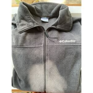 Columbia Men's Size 2XL Fleece Jacket Gray Polyester Zip Pockets